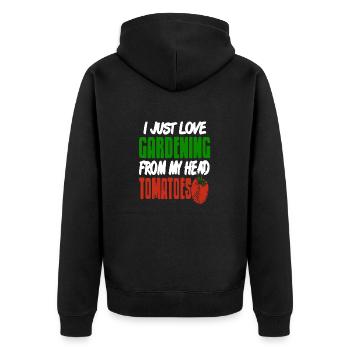 J’aime jardiner de ma tête Tomato Pun Lover - Veste à capuche bio Premium Unisexe - noir - Dos - Nico (187cm)