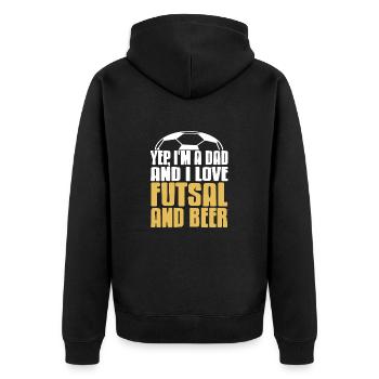 Yep I'm a Dad and I Love Futsal and Beer Humor - Unisex Premium Bio Zip Hoodie - Schwarz - Hinten - Nico (187cm)