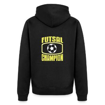 Futsal Champion Bold Player Indoor Court Win - Unisex Premium Organic Zip Hoodie - black - Back - Nico (187cm)