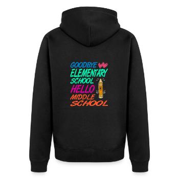 Au revoir, Primaire, Bonjour, Parcours au collège - Veste à capuche bio Premium Unisexe - noir - Dos - Nico (187cm)
