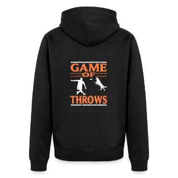 Game Of Throws Funny Dog Frisbee Trainer Parody - Unisex Premium Bio Zip Hoodie - Schwarz - Hinten - Nico (187cm)