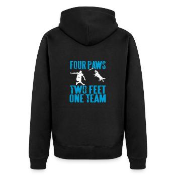 Four Paws Two Feet One Team Dog Sport Bond Unity - Unisex Premium Bio Zip Hoodie - Schwarz - Hinten - Nico (187cm)