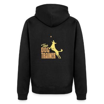 The Dog Trainer Bold Confident Dog Coach Identity - Unisex Premium Bio Zip Hoodie - Schwarz - Hinten - Nico (187cm)