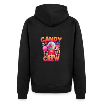 Candy Crew Süßigkeiten Bonbon - Unisex Premium Organic Zip Hoodie - black - Back - Nico (187cm)
