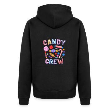 Candy Crew Süßigkeiten Bonbon - Unisex Premium Bio Zip Hoodie - Schwarz - Hinten - Nico (187cm)