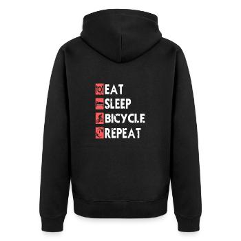 Eat Sleep Pedal Repeat Bicycle Lifestyle - Unisex Premium Bio Zip Hoodie - Schwarz - Hinten - Nico (187cm)
