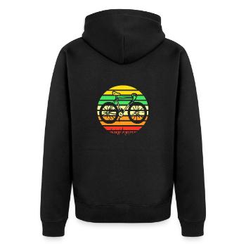 Retro Sunset Bicycle Landscape Graphic - Unisex Premium Organic Zip Hoodie - black - Back - Nico (187cm)