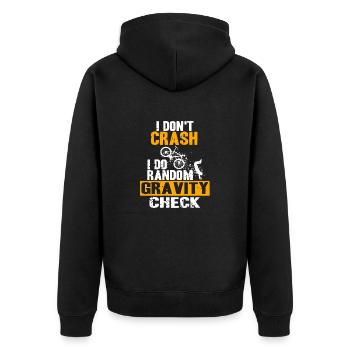 Funny Bicycle Random Gravity Check Humor - Unisex Premium Organic Zip Hoodie - black - Back - Nico (187cm)