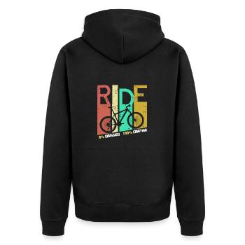 Ride Bike Eco Quote Zero Emission Cyclist Gear - Unisex Premium Organic Zip Hoodie - black - Back - Nico (187cm)