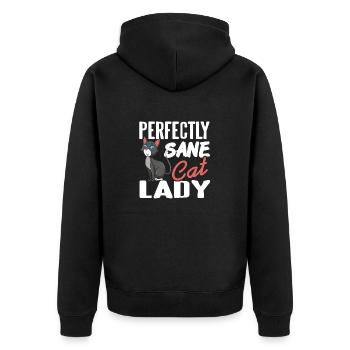 Parfaitement sain d’ chat dame drôle sarcastique humour animal de compagnie - Veste à capuche bio Premium Unisexe - noir - Dos - Nico (187cm)