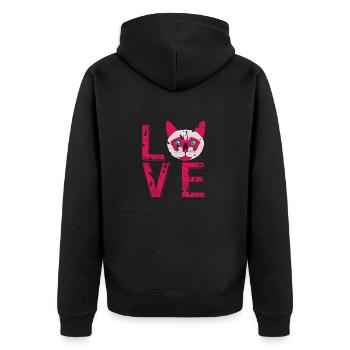 Love Siamese Cat Minimalist Feline Passion Style - Unisex Premium Organic Zip Hoodie - black - Back - Nico (187cm)