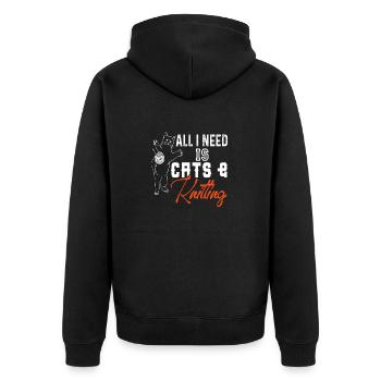 Tout ce dont j’ai besoin, ce sont des chats et du tricot humour Yarn Life - Veste à capuche bio Premium Unisexe - noir - Dos - Nico (187cm)