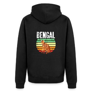 Bengal Cat Retro Sunset Vintage Pet Lover - Unisex Premium Bio Zip Hoodie - Schwarz - Hinten - Nico (187cm)
