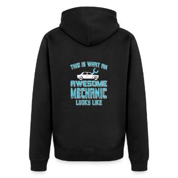 Awesome Mechanic Humor Vintage Garage Car Pride - Unisex Premium Organic Zip Hoodie - black - Back - Nico (187cm)