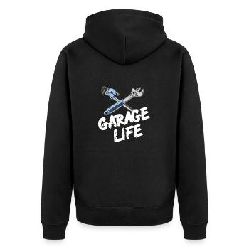 Garage Life Wrench Tools Mechanic Lifestyle - Unisex Premium Organic Zip Hoodie - black - Back - Nico (187cm)