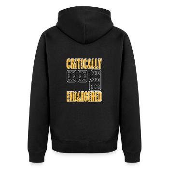 Critically Endangered Manual Driver Pedal Pride - Unisex Premium Bio Zip Hoodie - Schwarz - Hinten - Nico (187cm)