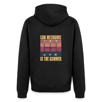 Car Mechanic Is the Answer Manual Gear Humor - Unisex Premium Organic Zip Hoodie - black - Back - Nico (187cm)