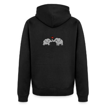 Elefant Liebe Herz - Unisex Premium Bio Zip Hoodie - Schwarz - Hinten - Nico (187cm)