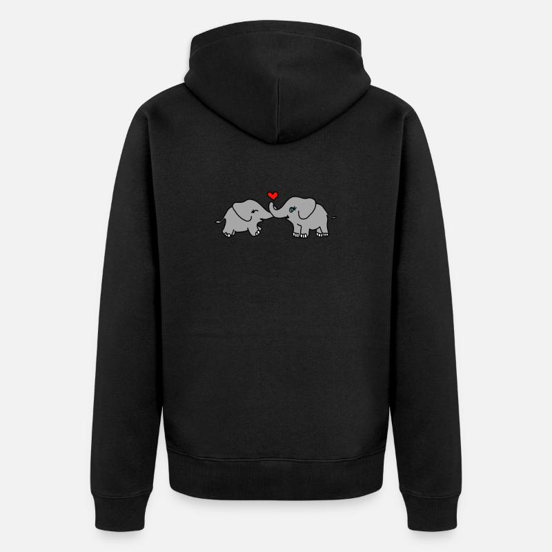 Elefant Liebe Herz - Unisex Premium Bio Zip Hoodie - Schwarz