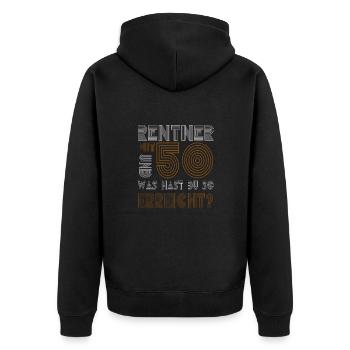 Rentner mit 50 und was hast du erreicht? - Unisex Premium Bio Zip Hoodie - Schwarz - Hinten - Nico (187cm)