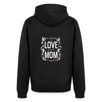 Design mignon - J’aime ma mère - Veste à capuche bio Premium Unisexe - noir - Dos - Nico (187cm)