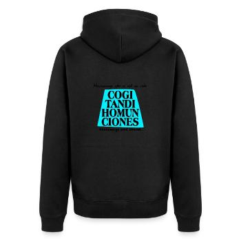 denkzwerge schwarz - Unisex Premium Bio Zip Hoodie - Schwarz - Hinten - Nico (187cm)