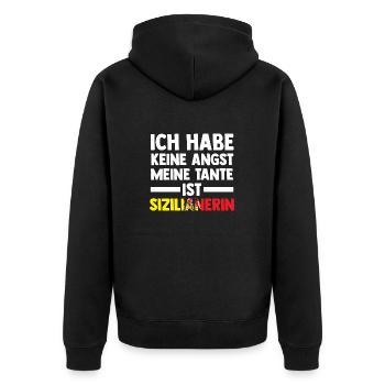 Ich habe keine Angst meine Tante ist Sizilianerin - Unisex Premium Bio Zip Hoodie - Schwarz - Hinten - Nico (187cm)
