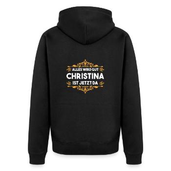 Christina - Unisex Premium Bio Zip Hoodie - Schwarz - Hinten - Nico (187cm)