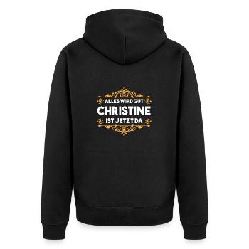Christine - Unisex Premium Bio Zip Hoodie - Schwarz - Hinten - Nico (187cm)