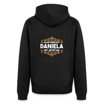 Daniela - Unisex Premium Bio Zip Hoodie - Schwarz - Hinten - Nico (187cm)