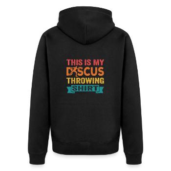 Diskus Athlete Vintage Retro Discus Werfer - Unisex Premium Bio Zip Hoodie - Schwarz - Hinten - Nico (187cm)