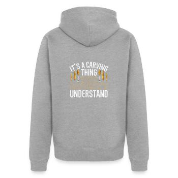 Woodworking carving carpenter - Unisex Premium Organic Zip Hoodie - heather grey - Back - Nico (187cm)