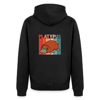 Platypus Schnabeltier - Unisex Premium Bio Zip Hoodie - Schwarz - Hinten - Nico (187cm)