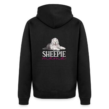 Old English Sheepdog Sheepie Bobtail - Unisex Premium Bio Zip Hoodie - Schwarz - Hinten - Nico (187cm)
