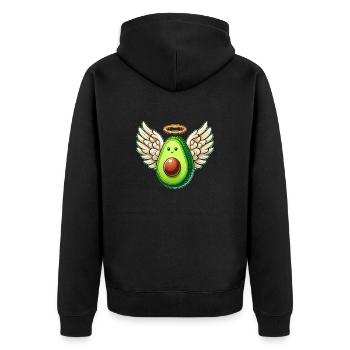 Avocado Engel mit Flügeln und Heiligenschein - Unisex Premium Bio Zip Hoodie - Schwarz - Hinten - Nico (187cm)