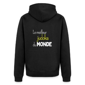 judo meilleur du monde - idee cadeau judo - Veste à capuche bio Premium Unisexe - noir - Dos - Nico (187cm)