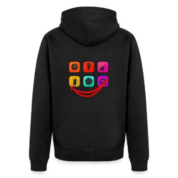 pizzafreude black - Unisex Premium Bio Zip Hoodie - Schwarz - Hinten - Nico (187cm)