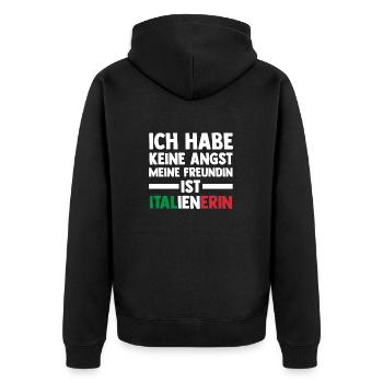 Ich habe keine Angst meine Freundin ist Italieneri - Unisex Premium Bio Zip Hoodie - Schwarz - Hinten - Nico (187cm)