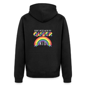 Ne plaisante pas avec mon enfant queer - Veste à capuche bio Premium Unisexe - noir - Dos - Nico (187cm)