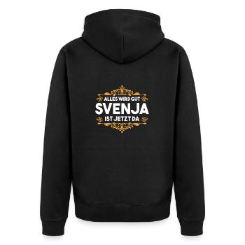 Svenja - Unisex Premium Bio Zip Hoodie - Schwarz - Hinten - Nico (187cm)