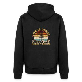 Discgolf Disc Golf Frisbee - Unisex Premium Organic Zip Hoodie - black - Back - Nico (187cm)