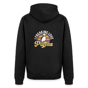 puffin, puffin, auks, lunde - Unisex Premium Organic Zip Hoodie - black - Back - Nico (187cm)