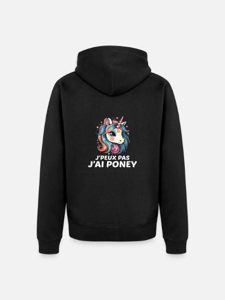 J'peux pas J'ai Poney - Veste à capuche bio Premium Unisexe - noir