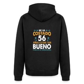 ME HA COSTADO 56 AÑOS ESTAR TAN BUENO - Unisex Premium Organic Zip Hoodie - black - Back - Nico (187cm)