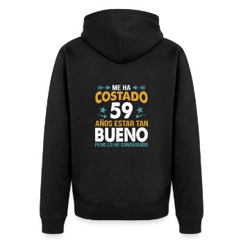 ME HA COSTADO 59 AÑOS ESTAR TAN BUENO - Unisex Premium Organic Zip Hoodie - black - Back - Nico (187cm)