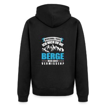 Berge - Unisex Premium Bio Zip Hoodie - Schwarz - Hinten - Nico (187cm)