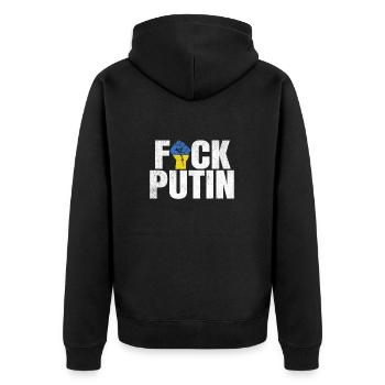 FCK Poutine Ukraine Soutien Solidarité - Veste à capuche bio Premium Unisexe - noir - Dos - Nico (187cm)