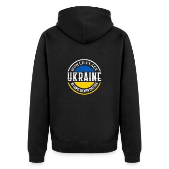 Ukraine Frieden - Unisex Premium Bio Zip Hoodie - Schwarz - Hinten - Nico (187cm)