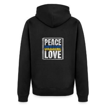 Ukraine Flagge Ukrajina Land Ukrainer Ukrainisch - Unisex Premium Bio Zip Hoodie - Schwarz - Hinten - Nico (187cm)