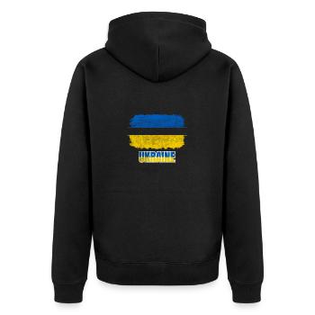 Ukraine War - Unisex Premium Organic Zip Hoodie - black - Back - Nico (187cm)